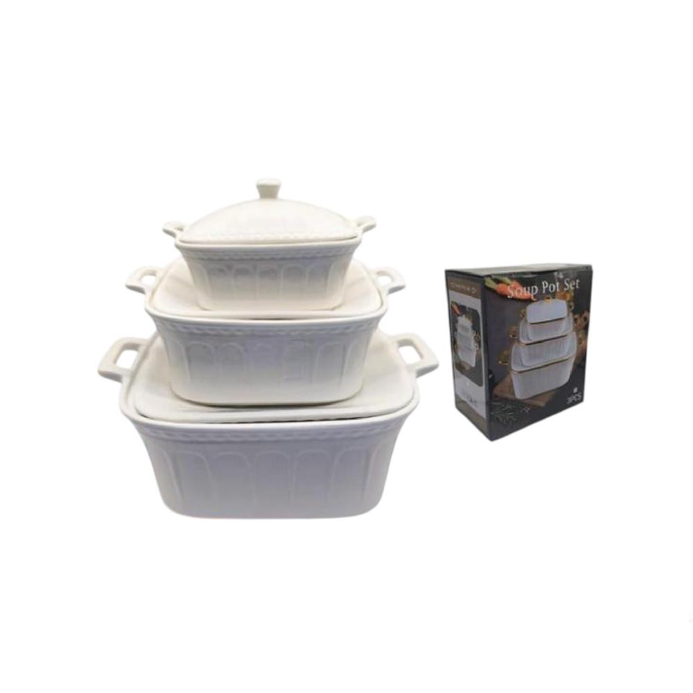 Juego De 3 Cuencos De Cerámica Con Tapas