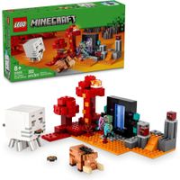 LEGO MINECRAFT EMBOSCADA EN EL PORTAL DEL NETHER CON FIGURAS Y ACCIÓN