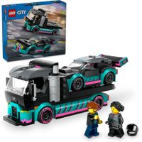 LEGO CITY COCHE DE CARRERAS Y CAMIÓN PORTACOCHES CON MINIFIGURAS