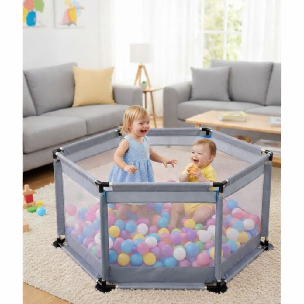 Corral De Juegos Hexagonal Gris Para Bebés Niños Infantil Jaula