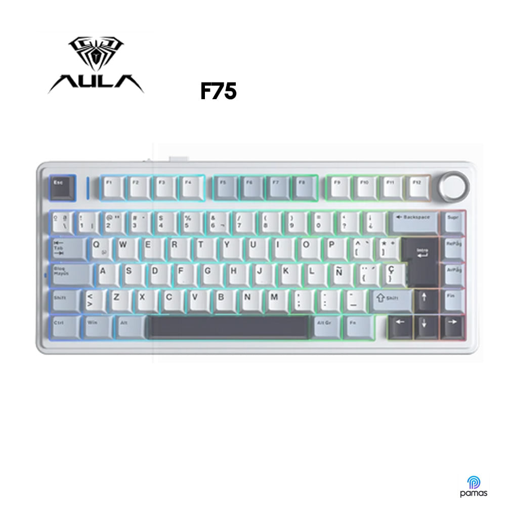 TECLADO AULA F75 RGB INALAMBRICO ESPAÑOL WHITE y BLACK-REAPER SWITCH