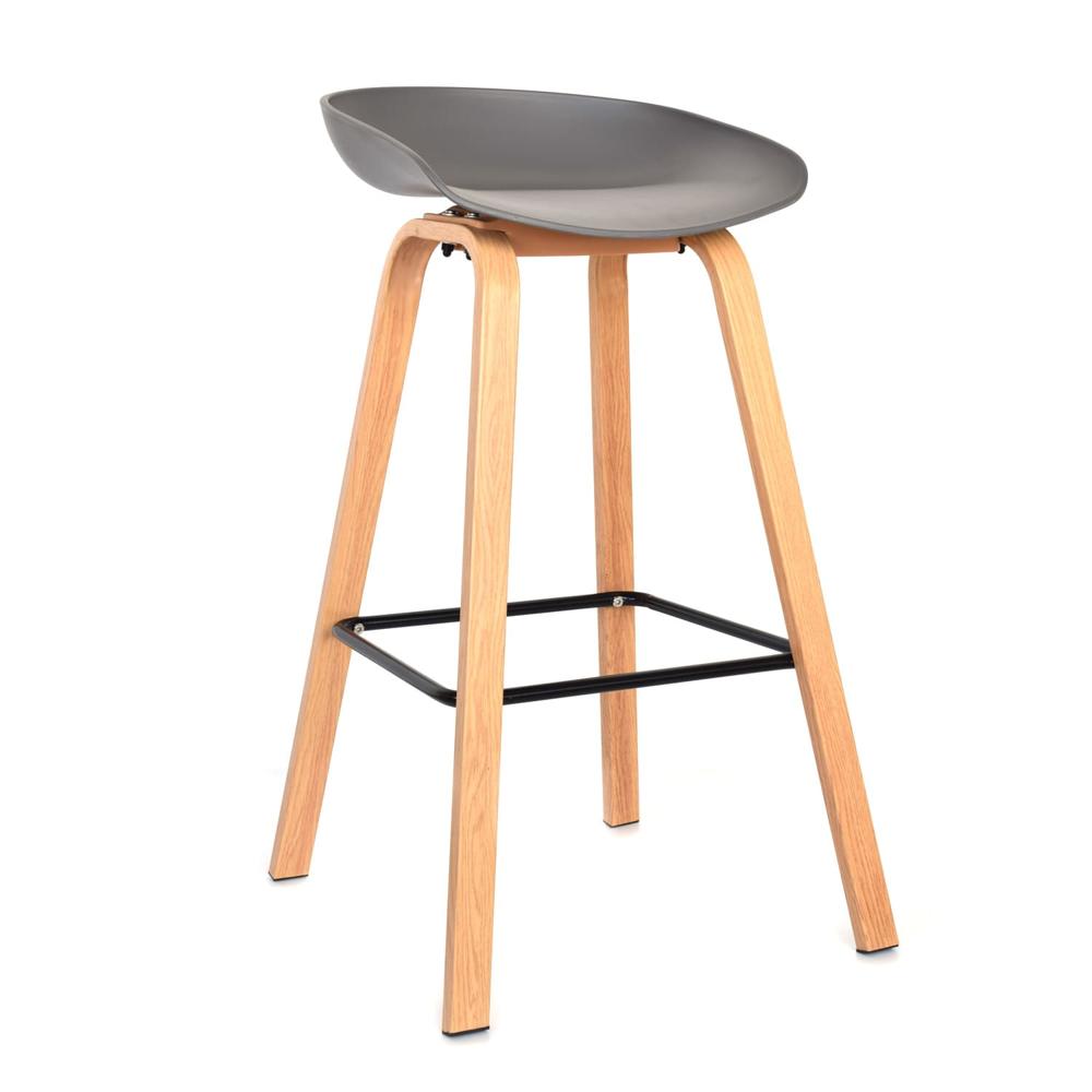 Banco Fijo Para Bar Misuri Polipropileno Metal Gris Claro Ofideas