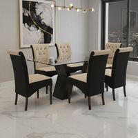 Juego de Comedor Alí de 6 sillas color Beige Chocolate de AMBIENTA HOME