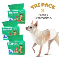 TRIPACK 03 Pañales Desechables para Mascotas Macho S