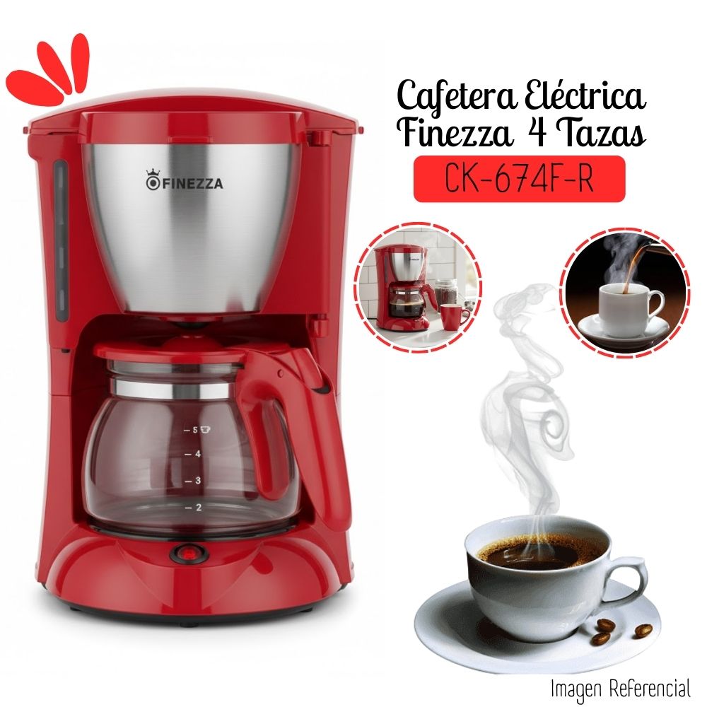 Cafetera Electrica Finezza de 4 tazas   CK-674F-R Rojo