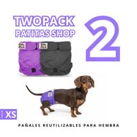 TWOPACK 02 Pañales Reutilizables Ecológicos PATITAS SHOP para ORINE Hembra XS