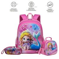 MOCHILA ESCOLAR 3 EN 1 MULTIPACK PARA NIÑOS SIRENITA CON LUCES