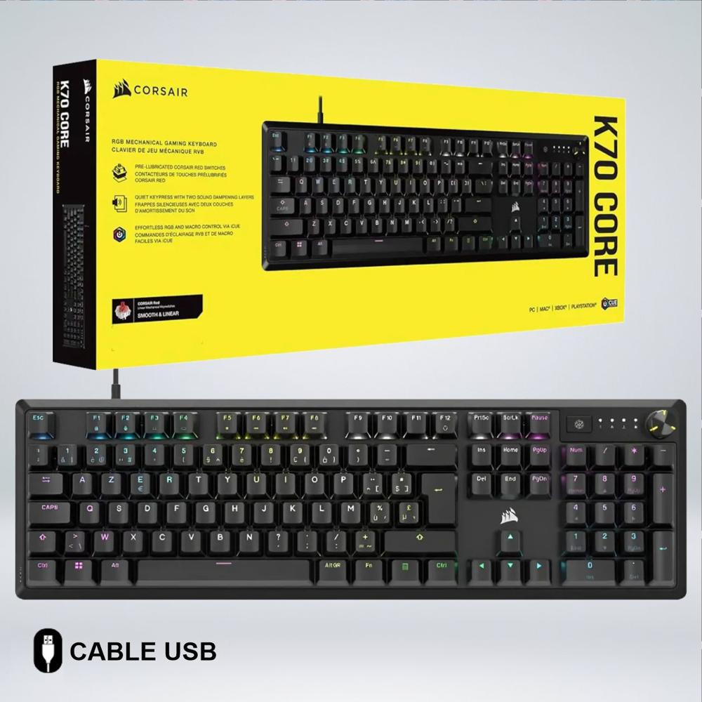 TECLADO GAME K70 CORE RGB SWITCH LINEAL MLX RED V2 MANDO MULTIMEDIA SIN REPOSEMUÑECA