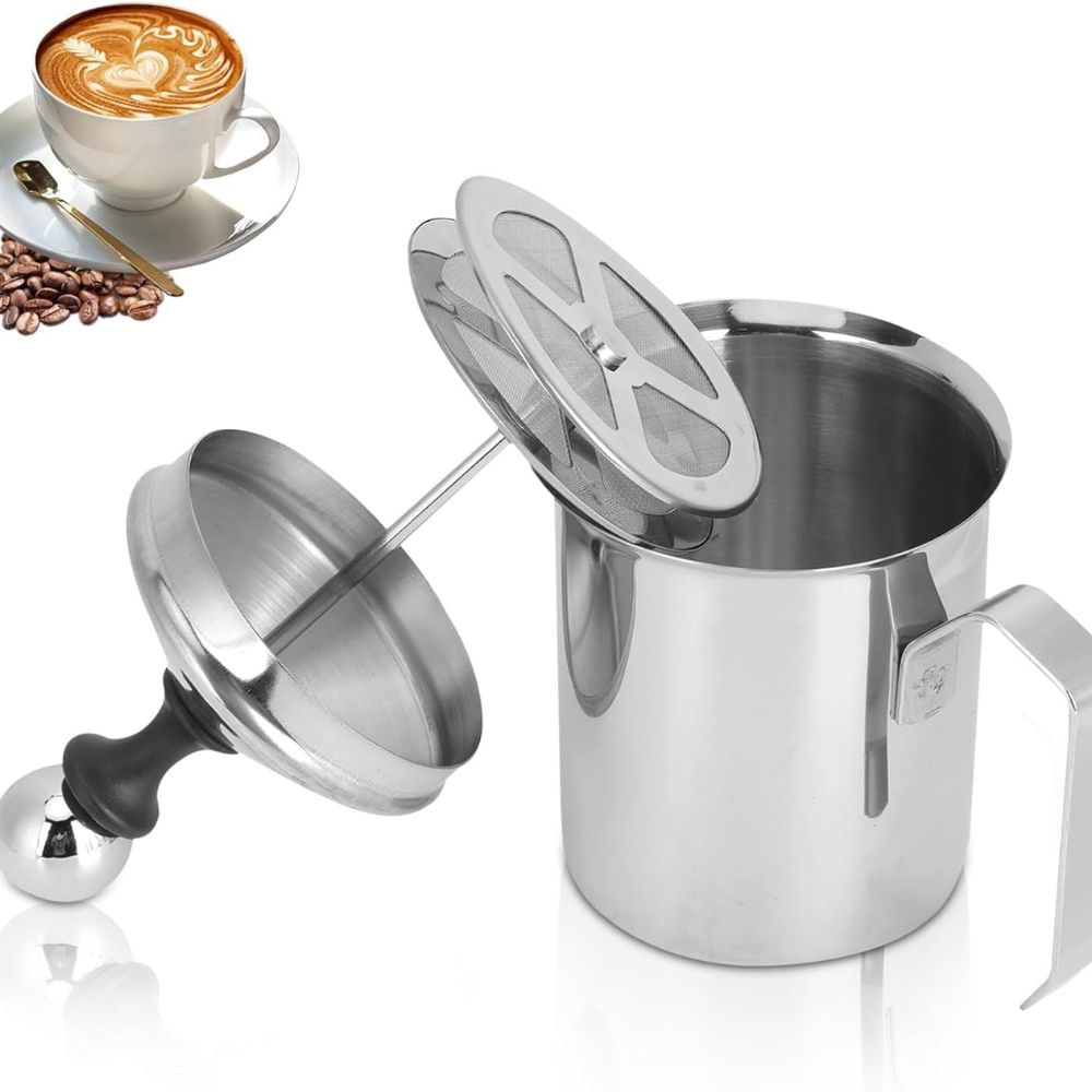 Espumador manual de leche en acero 800 ml