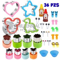 Set de Cortadores Moldes Mini tenedores para Loncheras Saludables de 36 piezas