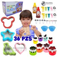 Set de Moldes Cortadores Mini Tenedores de 36 piezas para Sándwich  y Loncheras Divertidas