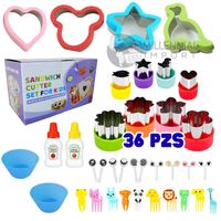 Set de Moldes Cortadores y Mini Tenedores para Loncheras Infantiles 36 piezas