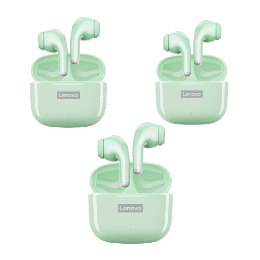 Pack x 3 Audífonos Inalámbricos Bluetooth Lenovo LP40 PRO 30 Horas Verdes