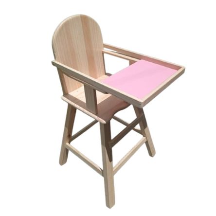 Silla de Bebe para Comer en Madera con Bandeja en Rosa
