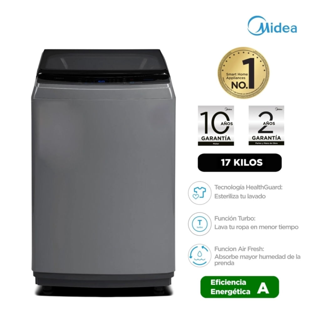 Lavadora Midea MA200W170G-PE Carga Superior 17Kg Gris Lavadora Midea MA200W170G-PE Carga Superior 17Kg Gris