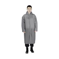 Poncho Impermeable Grueso de Mangas Rectas con Capucha y Botones Plomo