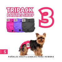 TRIPACK 03 Pañales Reutilizables Ecológicos PATITAS SHOP para ORINE Hembra S