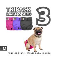 TRIPACK 03 Pañales Reutilizables Ecológicos PATITAS SHOP de TELA para CELO Hembra M