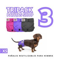 TRIPACK 03 Pañales Reutilizables Ecológicos PATITAS SHOP para ORINE Hembra XS