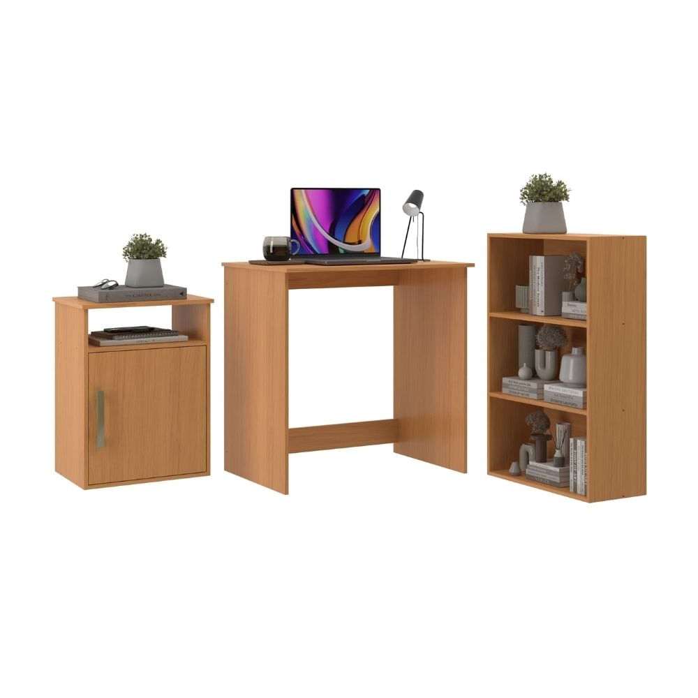 Set Escritorio + Archivador + Estante Maple Doripel