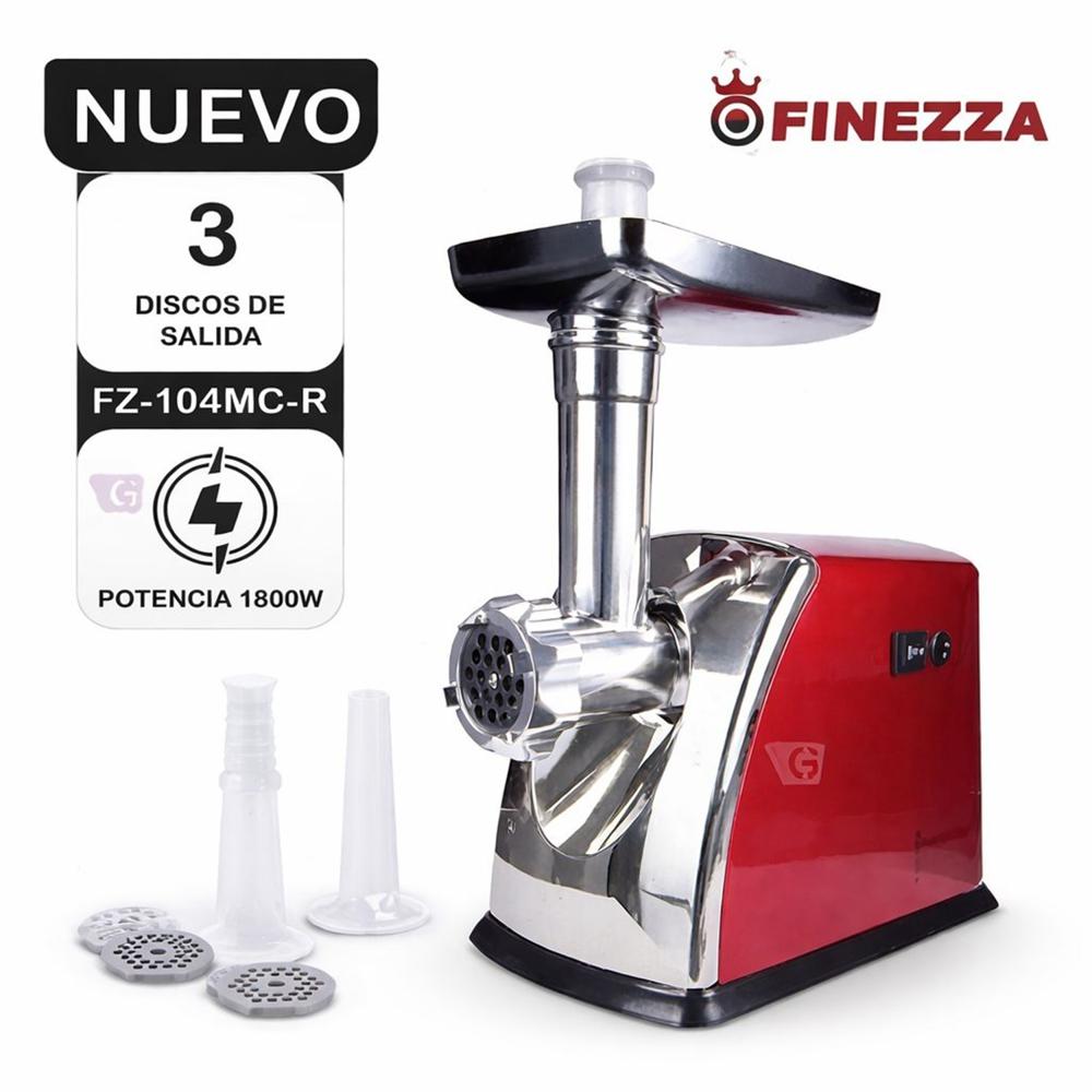 Moledor de Carne Eléctrico Finezza 180 0W FZ-104MC-R Acero Inoxidable Rojo
