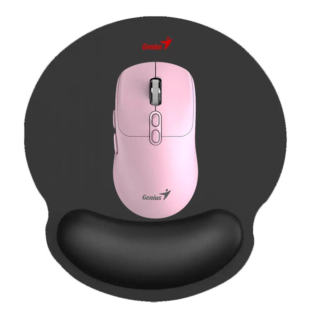 COMBO GENIUS MOUSE NX-8080S ROSADO Y PAD MOUSE G-WMP 100 CON DESCANSADOR