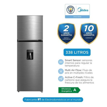 Refrigeradora Midea No Frost 338Lts Inox MDRT489MTR46PEW Refrigeradora Midea No Frost 338Lts Inox MDRT489MTR46PEW