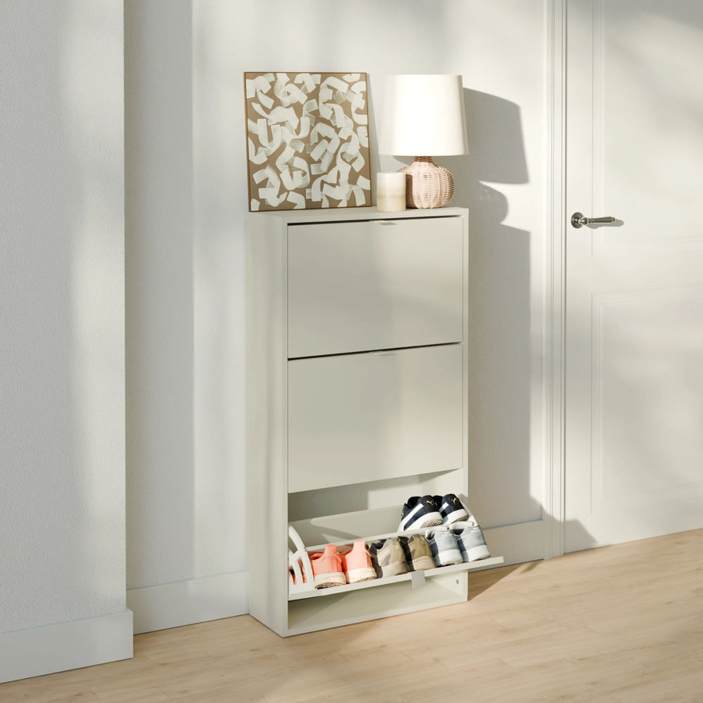 Zapatera con Corte para Zócalo Lucía 3 Puertas Gris RR MUEBLES