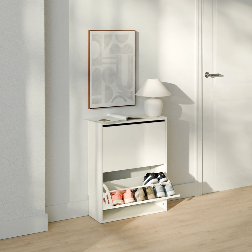 Zapatera con Corte para Zócalo Masiel 2 Puertas Blanco RR MUEBLES