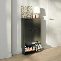Zapatera con Corte para Zócalo Lucía 3 Puertas Negro RR MUEBLES