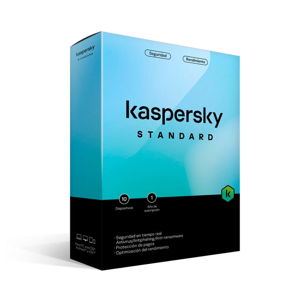Software de seguridad Kaspersky Standar 10PC 1Y compatibilidad para 10 dispositivos