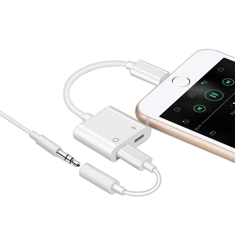 Adaptador audio y carga dual lightning a lightning para iPhone