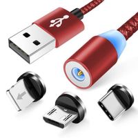 Cable imantado magnético 360 grados 3 en 1 Micro USB   USB-C y Lightning