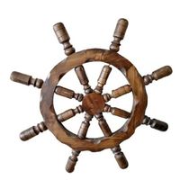 Timón de Barco Decorativo de Madera - 60cm  Tallado a Mano