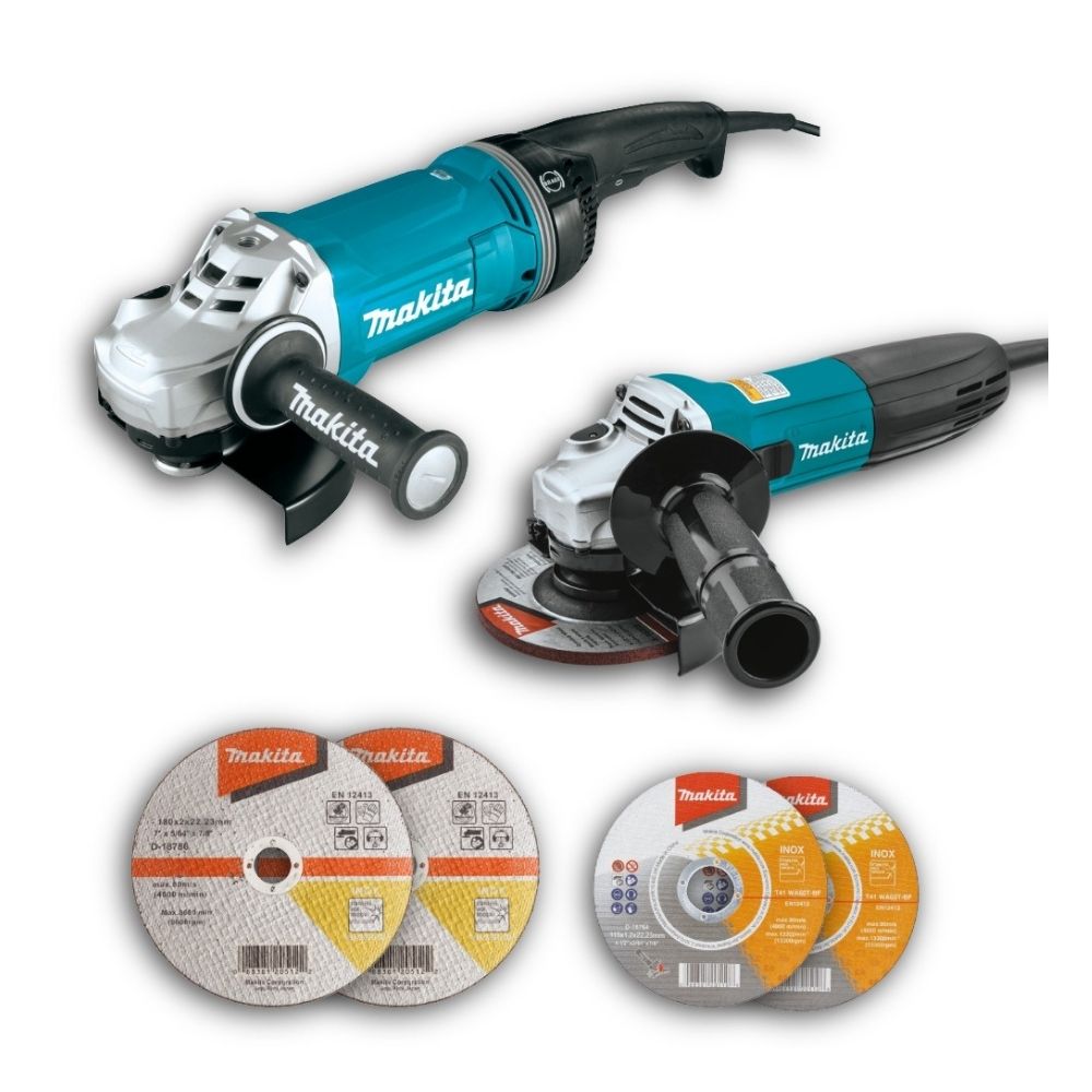 Esmeril 7'' 2800w + Esmeril 4 1/2'' 720w + 4 Discos Makita