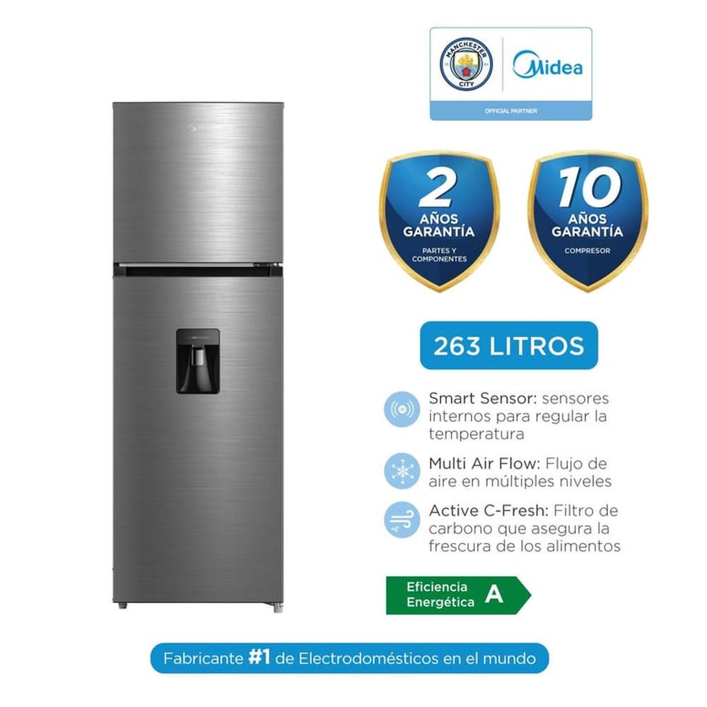 Refrigeradora Midea No Frost 263Lts Inox MDRT385MTR46PEW Refrigeradora Midea No Frost 263Lts Inox MDRT385MTR46PEW