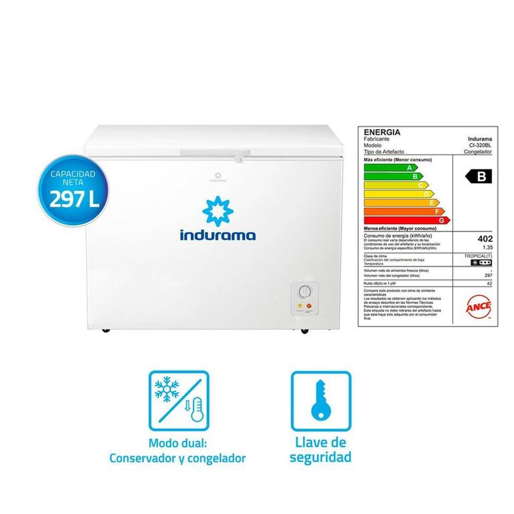 Congeladora Indurama 297L CI-320BL Blanco