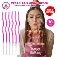 Velas Tallarin Fucsias Premium para Cumpleaños Pack de 18 unidades