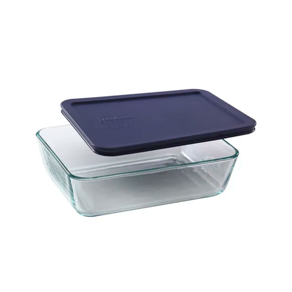 Fuente Rectangular Pyrex  2.60lt  11 TZ con tapa Azul - Sku24106