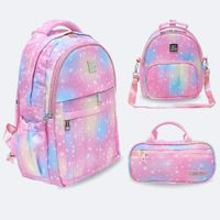 Kit Escolar Kengar - Mochila Oficio Lonchera y Cartuchera Rosado Minicorazón