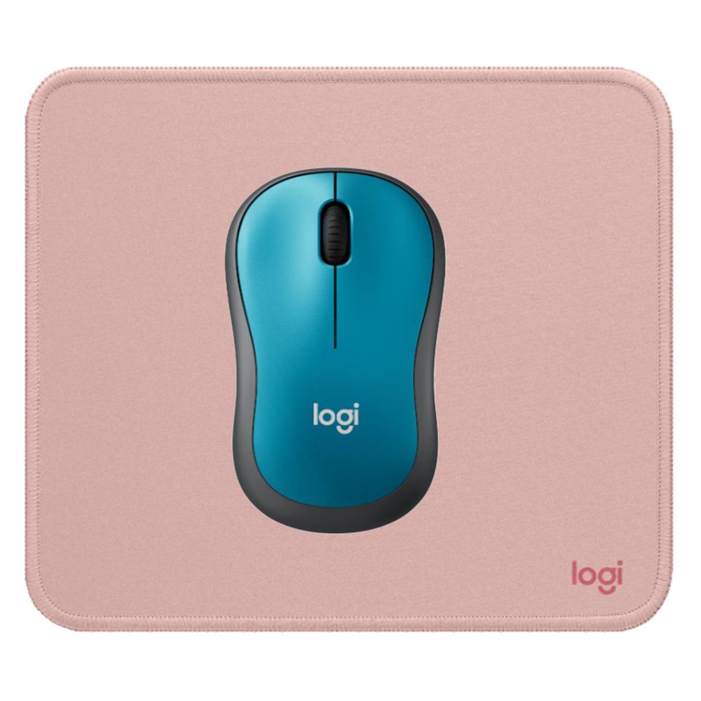 KIT LOGITECH MOUSE M185 AZUL Y PAD MOUSE ROSADO