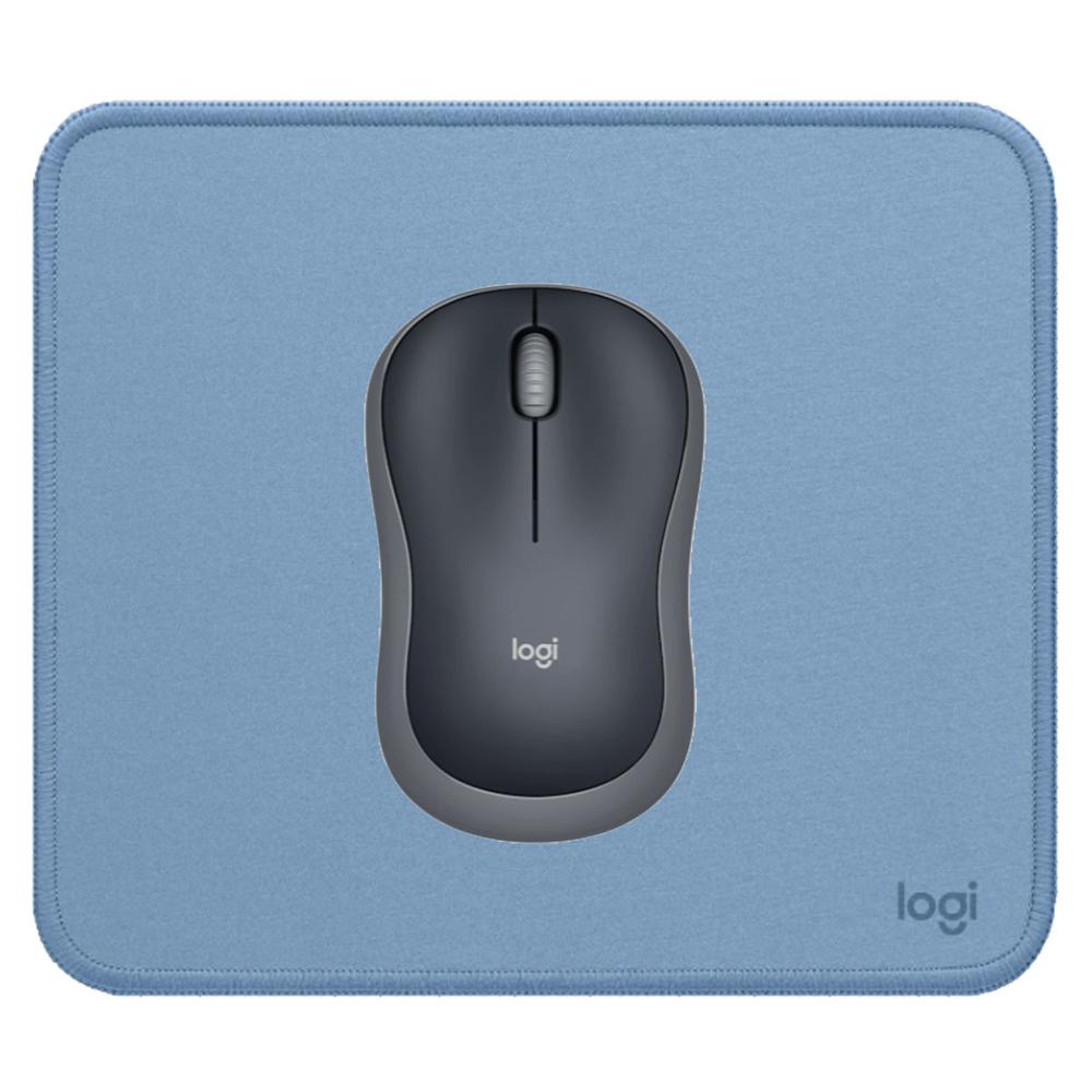 KIT LOGITECH MOUSE M185 GRIS Y PAD MOUSE AZUL