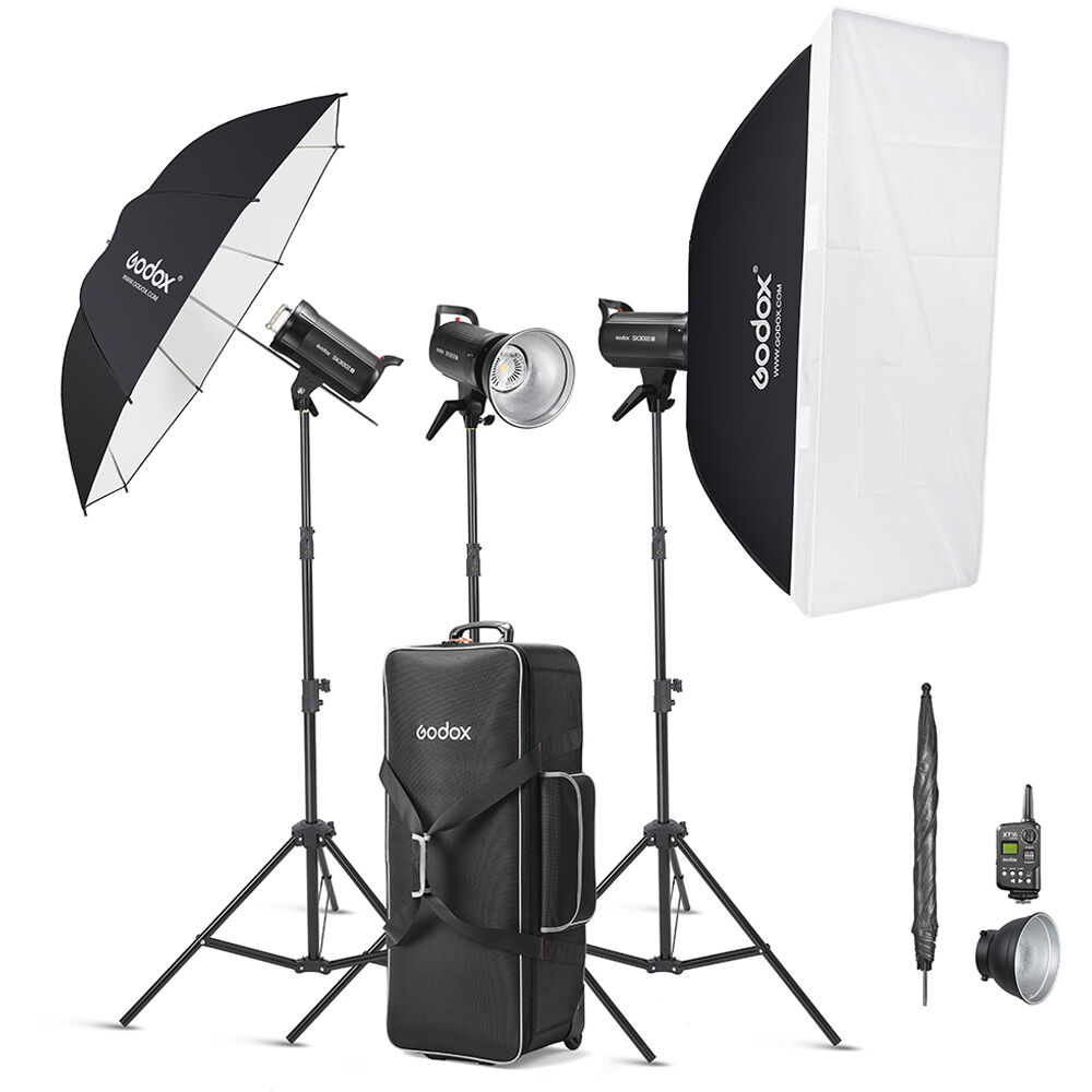 Kit de 3 Luces Godox Sk300Ii V Studio Flash Monolight