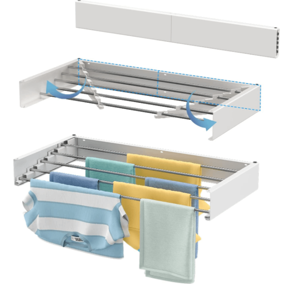 Tendedero de Ropa Plegable para Pared 100cm Blanco TRP-100