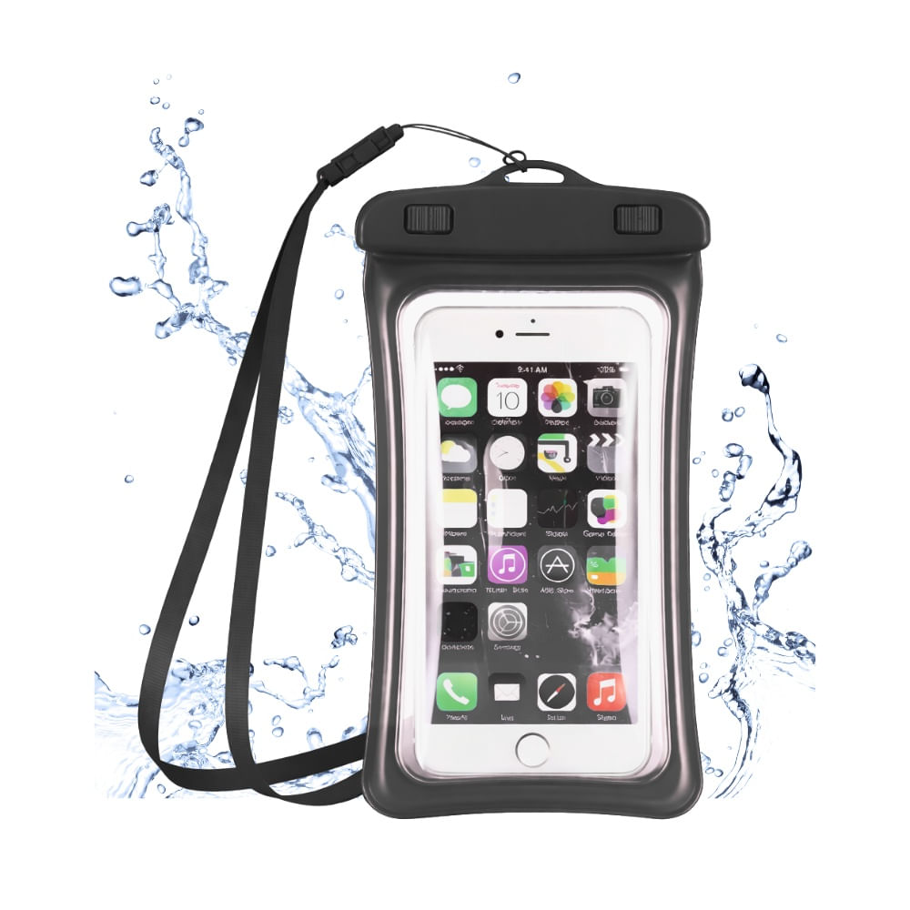 Funda Acuatica con Flotador para Celular  Hermetico Negro