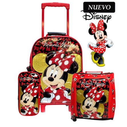 Set de Mochila con Ruedas EXTRA Oficio Lonchera y Cartuchera Minnie Rojo DLX4-MNM-163 Set de Mochila con Ruedas EXTRA Oficio Lonchera y Cartuchera Minnie Rojo DLX4-MNM-163
