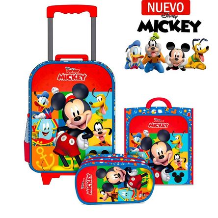 Set de Mochila con Ruedas EXTRA Oficio Lonchera y Cartuchera MICKEY DLX2-MCK-163