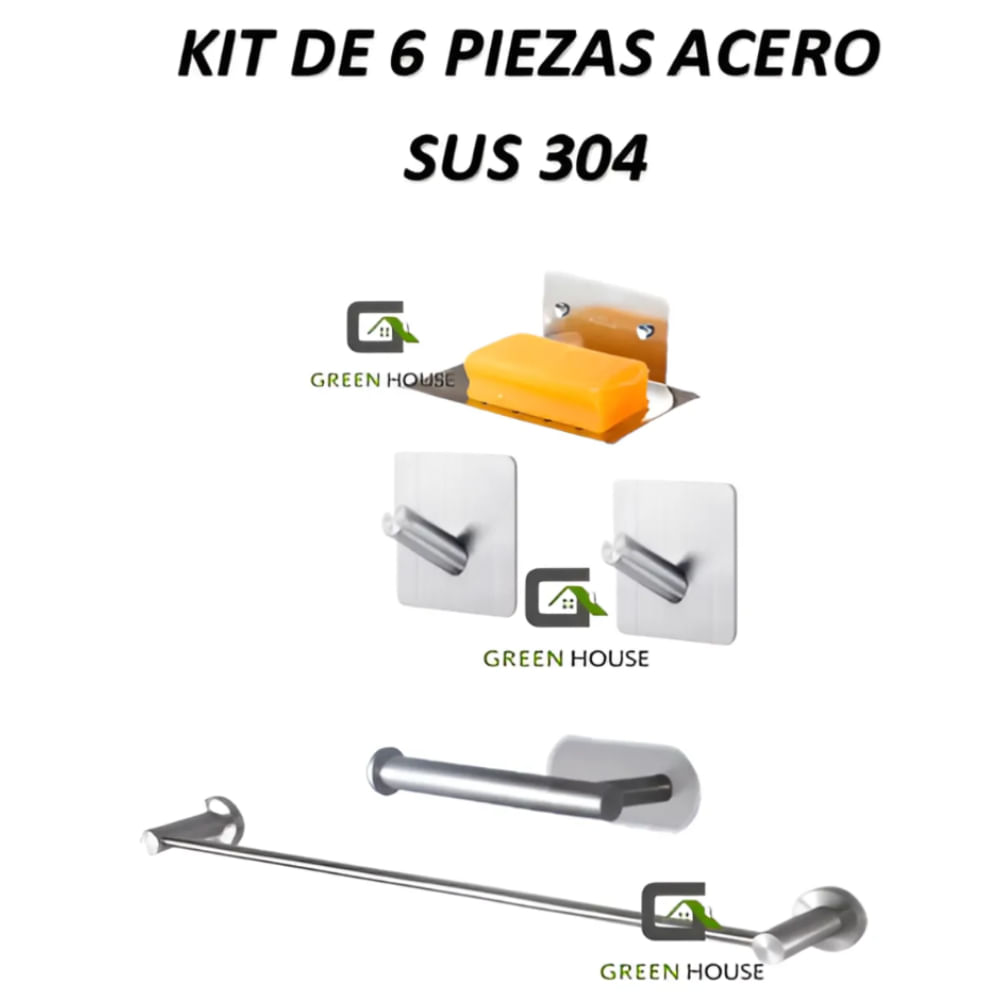 KIT 5 PIEZAS TOALLERO 60CM ACERO SUS 304 KIT 5 PIEZAS TOALLERO 60CM ACERO SUS 304