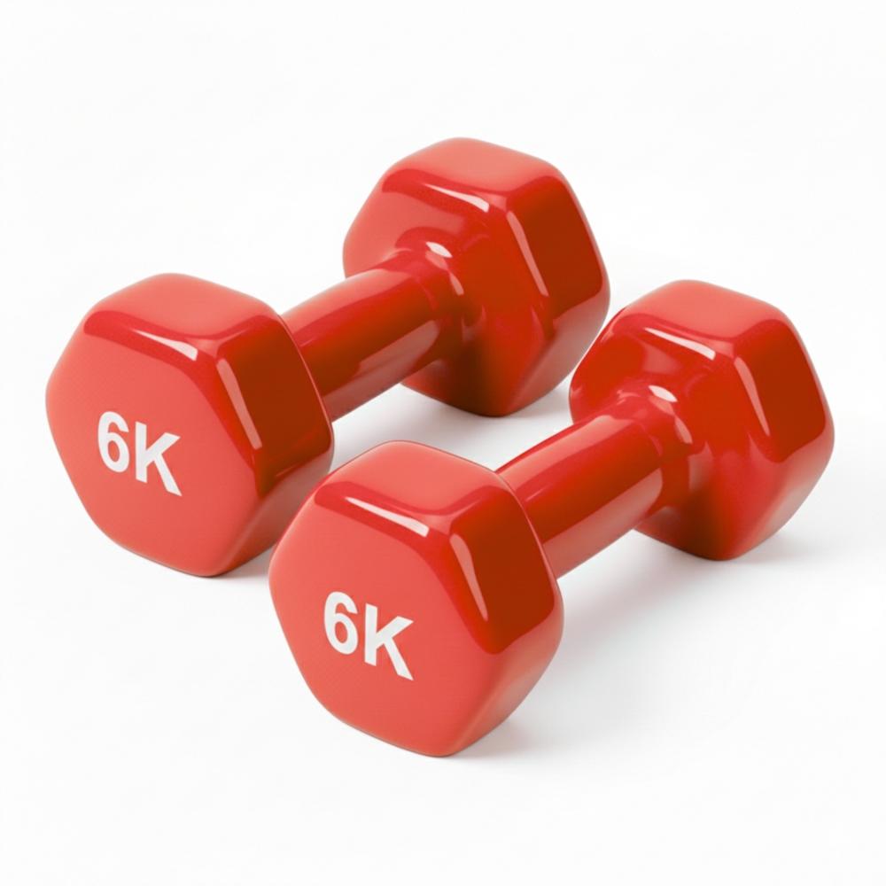 Pesas Hexagonales 6kg de Color para Entrenamiento Funcional Rojo