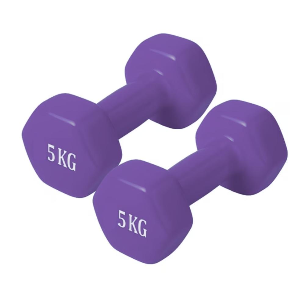 2 Mancuernas de 5kg - Desarrollo Muscular y Fuerza Integral Morado
